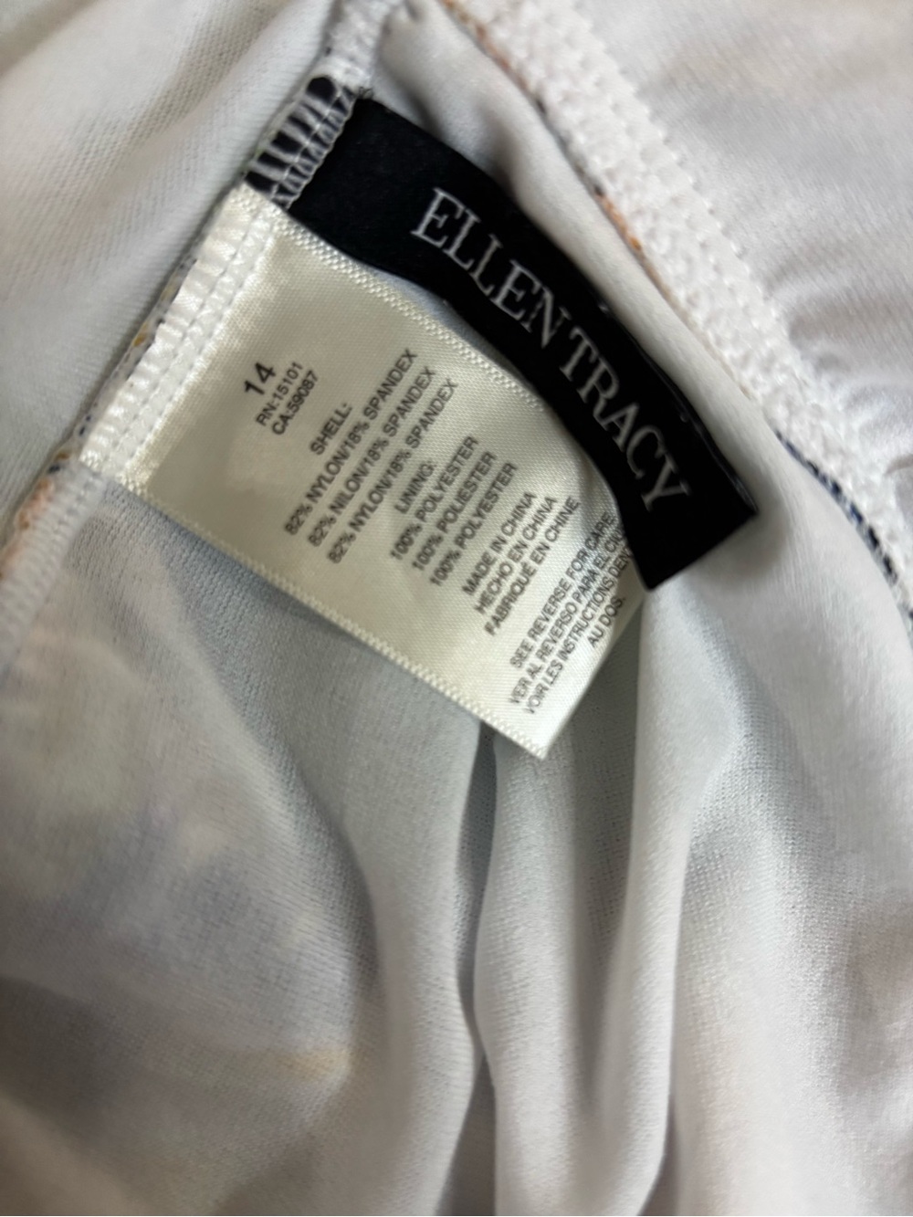 Ellen Tracy Floral Tropical One Piece Swimsuit Size 14 large Yellow Palms White - Picture 5 of 11